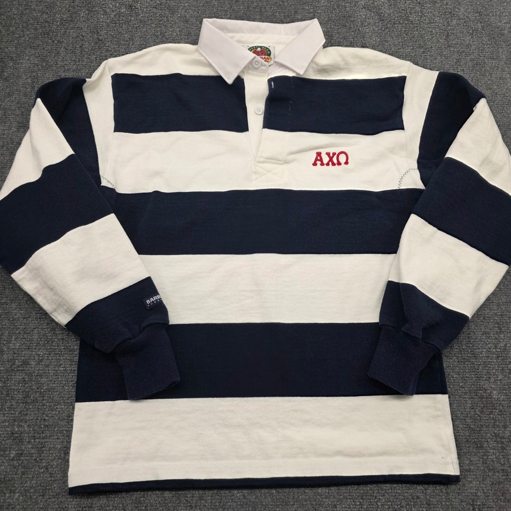 Barbarian Rugby Wear Alpha Chi Omega AXO Striped Shirt Small Navy White Canada